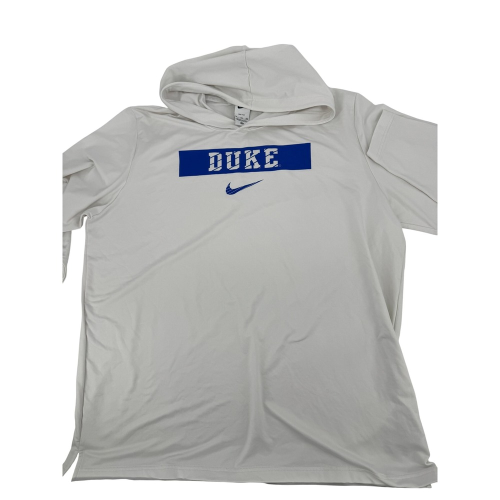 Nike Duke Hoodie Mens XXL White Dri-FIT Long Sleeve Performance Blue Devils